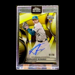 2025 Topps Chrome Black Armando Alvarez Auto Gold Refractor Athletics RC /50 - Picture 1 of 2