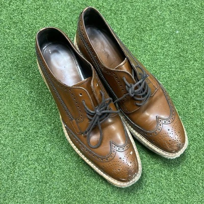 Authentic Brown PRADA Women's Size 38.5 Platform Derby Wingtip Oxford Shoes - Image 1 of 4