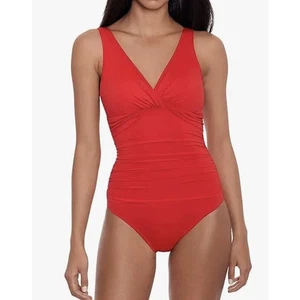 LRL Ralph Lauren Beach Blub Solid Twist Underwire One Piece Size 6 Red Slimming  - Picture 1 of 8