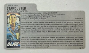 Vintage 1985 Hasbro G.I. Joe STARDUSTER Actionfigur Karton geschnitten Karteikarte - Bild 1 von 2