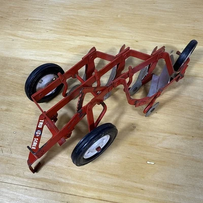 Vintage Tru-Scale 4 Bottom Plow IH International Harvester Red 1/16 Scale Steel - Image 1 of 4