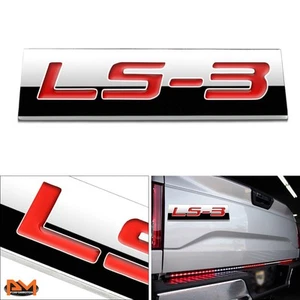 "LS3" Polished Metal 3D Decal Red Emblem Exterior Sticker For GMC/Chevrolet - Picture 1 of 2