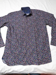 BUGATCHI Uomo Classic Fit Graphic  Button Down Long Sleeve Dress Shirt - Size XL - Picture 1 of 6