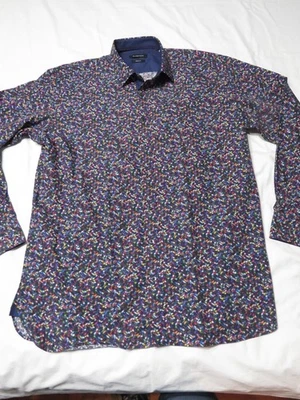 BUGATCHI Uomo Classic Fit Graphic  Button Down Long Sleeve Dress Shirt - Size XL - Image 1 of 4