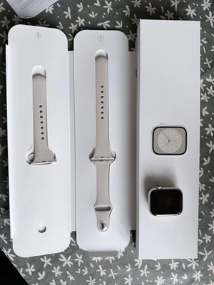 Apple Watch Series 8 GPS 41mm Polarstern Beige Creme Smartwatch mit neuem Band  - Bild 1 von 4