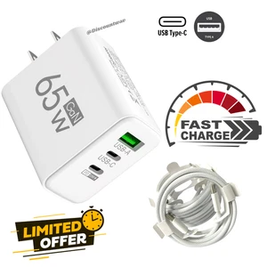 Bloque Cargador 3 Puertos 65W USB C USB B C/A Cable USB C 20W/60W Velocidad Carga Rápida - Imagen 1 de 8
