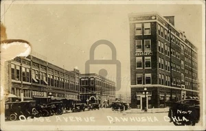 RPPC Pawhuska,OK Osage Avenue c1910 Oklahoma Real Photo Postcard - Picture 1 of 5