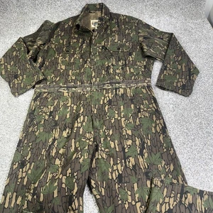 Vintage Deer River Coveralls Mens Large Camo TREBARK Hunting Outdoors USA 90s - Picture 1 of 17
