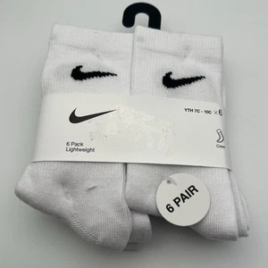 NIKE Boys Socks Crew Lightweight School Everyday Kids 6 Pair Shoe Size 7C-10C - Picture 1 of 3