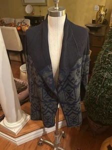 Strickjacke vorne offen Pullover Azteken Southwestern Print Damen Small. " blau/grau - Bild 1 von 10