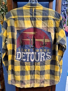 Banana Republic Unisex S " Take More Detours" dick kariertes Flanellhemd mit Knöpfen - Bild 1 von 7