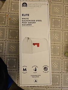 White Elite Premium Galvanized Steel White, Post-Mount Mailbox - Picture 1 of 4