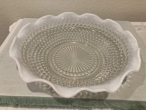 VINTAGE 2 MONDSTEIN GLASPLATTEN KOCHNAGEL OPALISIEREND GEKRÄUSELTER RAND SCHÖN! - Bild 1 von 8
