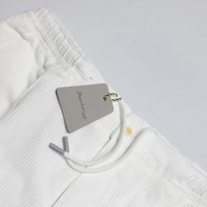 Sartorio Kiton Freizeithose mit Bundfalten Größe 56 (US 40) in weiß Cord neu mit Etikett - Bild 1 von 12