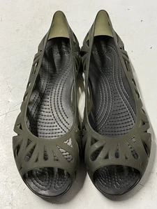Sandali bassi Crocs Adrina verde oliva traforati sintetici peep-toe jelly taglia 9 - Foto 1 di 8