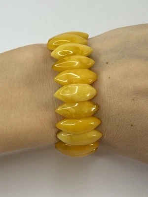 Pulsera de Piedra Ámbar Báltico Genuino. Pulsera Joyería Ámbar Yema de Huevo Amarillo. Foto 1 de 4