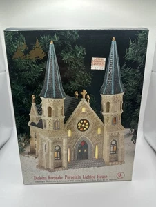 Casa iluminada de porcelana Dickens Keepsake catedral iglesia pueblo de nieve SIN CABLE** - Imagen 1 de 6