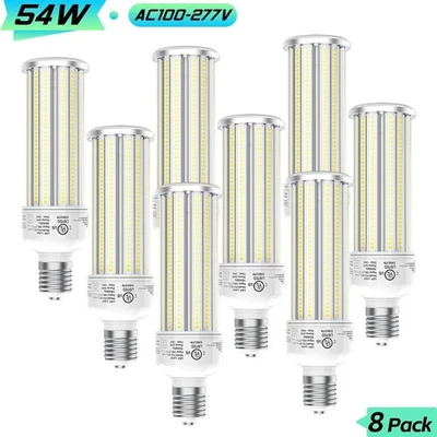 8Pack 54W LED Corn Light Bulb 5000K Daylight Warehouse High Bay Lights E39 Base - Image 1 of 4