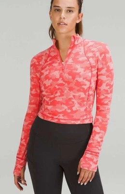 Sudadera Lululemon It’s Rulu Run Recortada Media Cremallera Rosa Heritage Camuflada 6 Nueva Foto 1 de 4