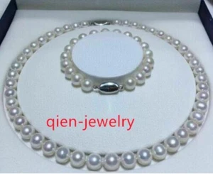 18" natural AAA+ Japanese Akoya 6-7mm white pearl Necklace Bracelet jewelry set - Picture 1 of 4