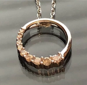 14K White Gold Pendant & Chain 1.8 grams Natural Diamonds Necklace - Picture 1 of 7