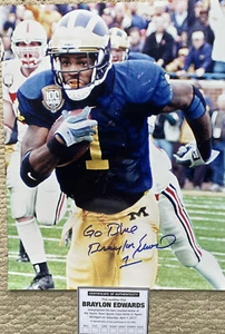 Braylon Edwards autographed 11x14 photo VS OSU TD MUST SEE w + COA Go blue - Picture 1 of 2