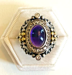 Barbara Bixby lila Amethyst weißer Topas Sterlingsilber 18 Karat Gold Ringgröße 7 - Bild 1 von 6