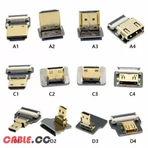 FPV HDTV Ribbon Cable Dual Up Angled HDTV 90 Degree HDMI Type A Male to Male - Picture 1 of 6