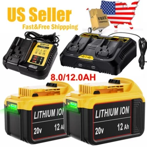 20V Battery or Charger for DeWalt 20 Volt Max 12.0/8.0AH Lithium DCB206 DCB200-2 - Picture 1 of 47