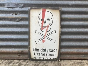 Authentic Vintage Sign Skull & Cross Bones Electric Danger Voltage Porcelain - Picture 1 of 2