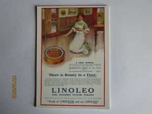 VINTAGE AD GALLERY POSTCARDS LINOLEO FLOOR POLISH 1910 (X25 IN A PACK) - Picture 1 of 1