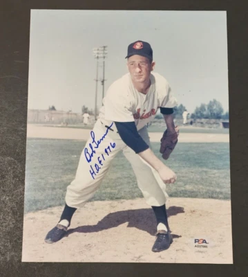 BOB LEMON Signed 8x10 Photo-HALL OF FAME-CLEVELAND INDIANS-PSA - Image 1 of 3