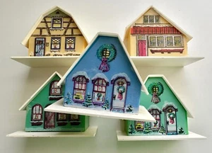 Vintage VTG Lot Alpine Village Plastic Houses Christmas Tree String Light Covers - Picture 1 of 8