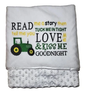 Embroidered Baby Blanket Tractor and Rhyme Choice of colours - Picture 1 of 3