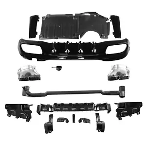 for Mercedes W206 S206 rear diffuser tailpipe double exhaust BLACK C63 - Picture 1 of 4