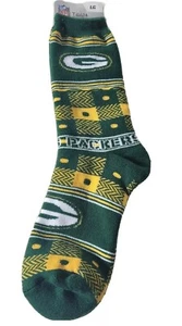 Green Bay Packers For Bare Feet NFL Crew Socks Large 10-13 FREE SHIPPING  - Picture 1 of 5