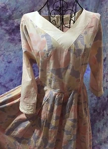 Abito vintage LAURA ASHLEY rosa giallo blu stampa floreale taglia US 14 UK 1 - Foto 1 di 12