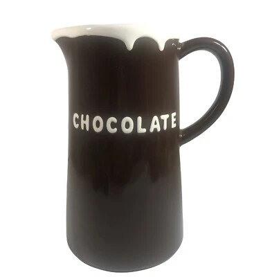 Jarra de cerámica Pottery Barn chocolate 9,5" marrón y blanco Foto 1 de 4