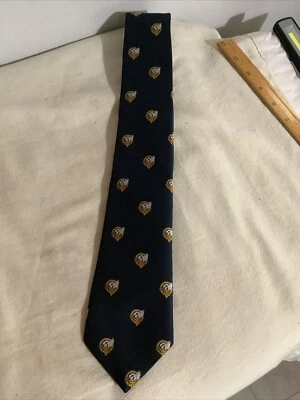 Corbata para hombre Ingles Buchan corbata poliéster azul oscuro patrón de cresta hecha en Escocia Foto 1 de 4