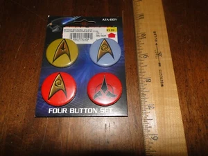 Star Trek Insignias ATA-BOY FOUR BUTTON SET pinbacks 2009 CBS Studios - Picture 1 of 2
