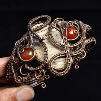 图片碧玉红宝石可调节氧化手镯珠宝BBB 063 — 第 1/3 张图片