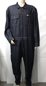 LEE Union-Alls Workwear XL Dark Wash Denim Jean Front Zip Coveralls Jumpsuit - Picture 1 of 22