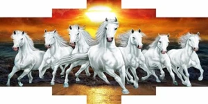 7 Religious Running Horses UV Textured Self Adhesive Panel Painting, 36 X 18 - Picture 1 of 3