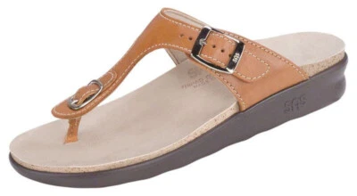 SAS Sanibel Comfort Thong Sandal Caramel leather US 10.5 W Wide NIB - Image 1 of 4