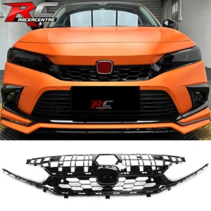Fit 22-24 Honda Civic Sedan Si Style Upper Mesh Grille Grill Gloss Black ABS - Picture 1 of 10