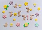 Spring loose birthday/easter  bunny rabbits and spring flowers cake decorations