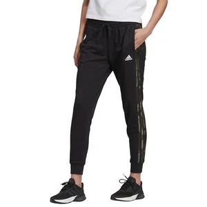 Adidas Camo Sweatpants Cuffed Ladies Joggers Sports Pants Black Camouflage - Picture 1 of 6