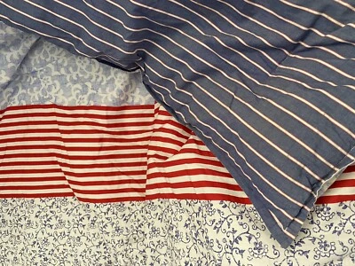 Edredón Tommy Hilfiger Full Queen Azul Rojo Floral Rayas, Reversible Foto 1 de 4