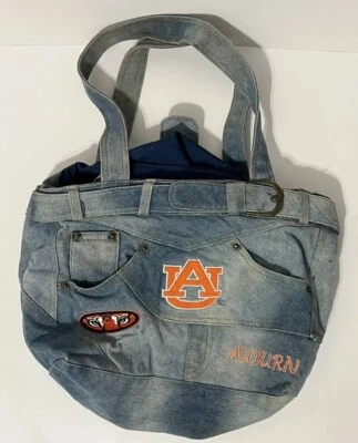Auburn Tigers Denim Blue Jean Purse Medium Light Blue - Image 1 of 4