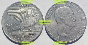 Magnetic Edition Italy 50 Centesimi 1941-1942 Eagle steel coin km76b AU-UNC - Picture 1 of 1